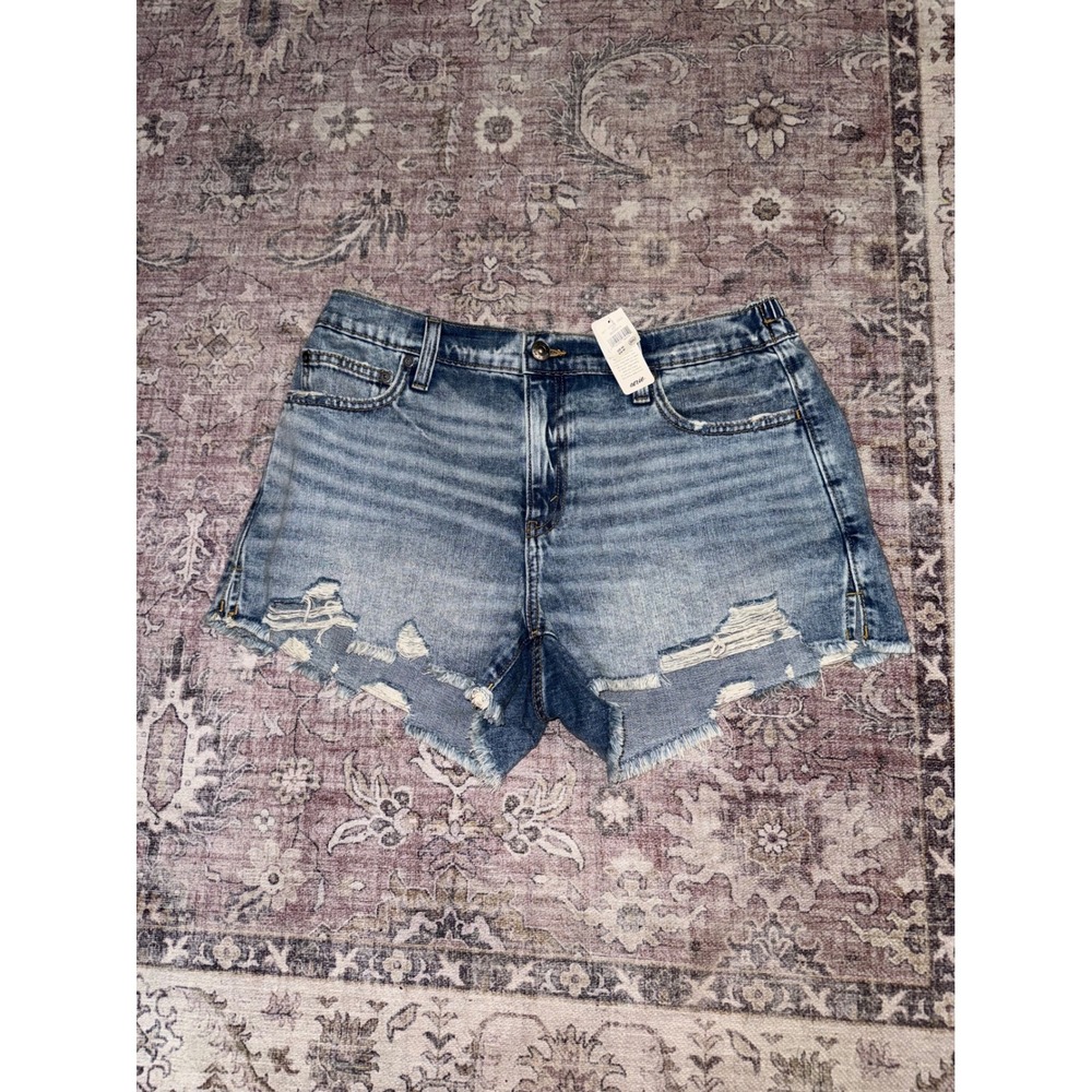Aerie Daydream Denim Shorts Distressed Medium Wash Elastic Back 067-0706-7963 M